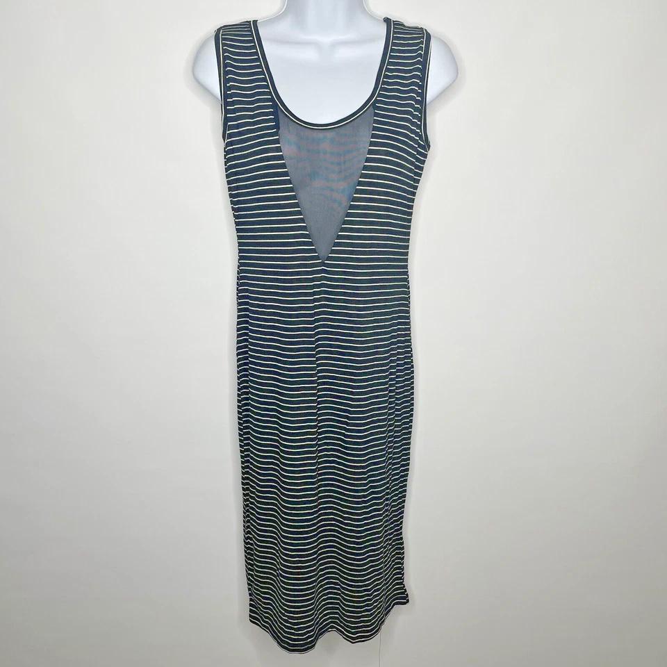 Vestido Switchblade Stiletto Vamp Negro Blanco Rayas Sin Mangas Bodycon Talla L Foto 1 de 4