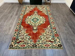 Tappeto rosso Oushak, grande tappeto turco, tappeto zona vintage, tappeto soggiorno 5,4 x 8,7 piedi - Foto 1 di 9