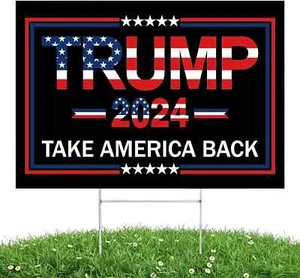 Trump 2024 Yard Sign with Metal H-Stakes - Double Sided 17x11.8 Inch Trump Ta... - Picture 1 of 6