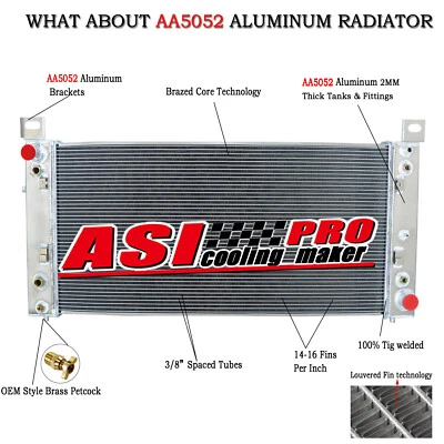 4 Row Aluminum Radiator For 1999-2014 Chevy Silverado 1500/2500 Tahoe V8 - Image 1 of 4