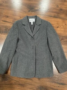 Lord & Taylor Lightweight Wool Cashmere Blend Blazer Swing Coat Retro Size 10P  - Picture 1 of 7