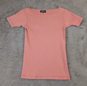 VTG Ralph Lauren Country Womens Pink Sz M 100% Cotton Ribbed Short Sleave Shirt - Picture 1 of 7