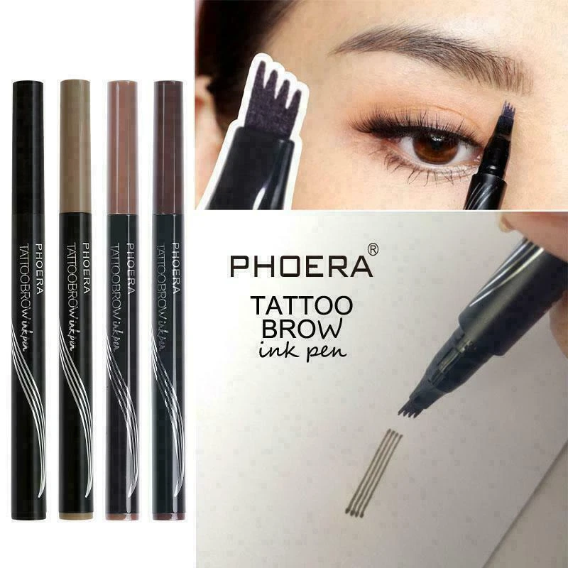PHOERA Microblading Tattoo Eyebrow liquid Ink Pen waterproof 4 fork pencil brow - Image 1 of 1