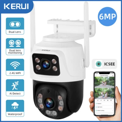 ICSee Dual Lens WiFi IP Camera Wireless Outdoor CCTV PTZ Home Security IR Cam US - Image 1 of 4