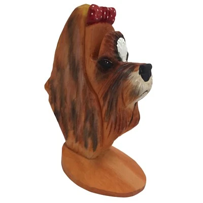 Lhaso Apso Dog Glasses Holder Stand Eyeglass Sunglasses Display Wooden w/ Bow - Image 1 of 4