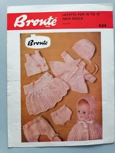 LAYETTE (7 items) for 10-12" dolls, 3ply - BRONTE Knitting Pattern 434 - Picture 1 of 3