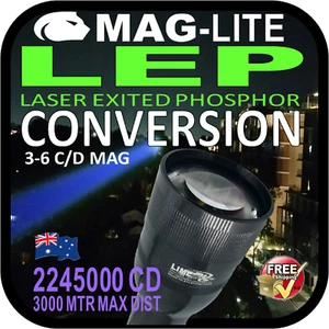 MAGLITE LASER LEP CONVERSION UPGRADE 3-6 C/D 10W BULB GLOBE TORCH FLASHLIGHT AU - Picture 1 of 11