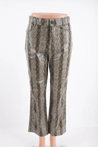 Zara Womens Faux Snakeskin Leather Pants Trousers Flare M High Waist Green NWT - Picture 1 of 8