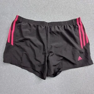 Adidas Shorts Womens 16 Black Pink Mesh Liner Drawstring Athletic Running - Picture 1 of 14