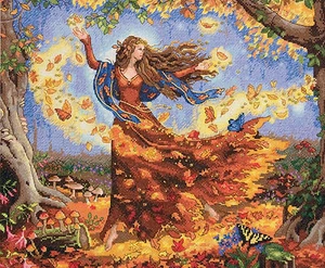 Kit de punto de cruz ~ colección de oro fantasía bosque mágico hada de otoño #70-35262 - Imagen 1 de 3