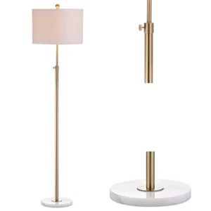 JONATHAN Y Floor Lamp 65" Adjustable Metal Marble Brass Gold/White - Picture 1 of 12