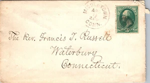 1870s Cover 3c Green Washington Stamp Scott 147 to Reverend Russell Waterbury CT - Picture 1 of 2