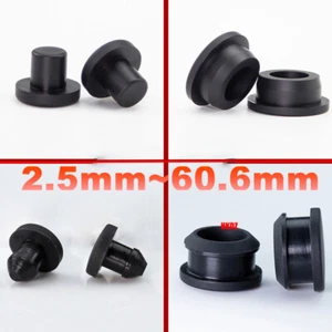 Black Snap-on Hole Plug 2.5mm~60.6mm Silicone Rubber Blanking End Caps Tube Pipe - Picture 1 of 22