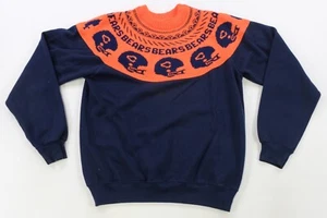 Rare VTG Chicago Bears NFL Football Helmet Knit Neck Sweater Sweatshirt 90s Blue - Picture 1 of 10