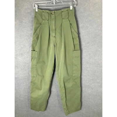 Calça cargo verde oliva Topshop cintura alta bolsos utilitários tamanho 4 - Imagem 1 de 4