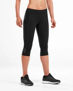 Nuevas mallas de compresión 3/4 para mujer 2XU WA5386B (negras/plateadas) PEQUEÑAS - Imagen 1 de 5