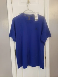 Neu mit Etikett Original Adidas kurzärmliges blaues Herren-T-Shirt Rundhalsausschnitt Größe XL - Bild 1 von 16