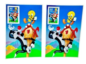 Sylvester And Tweety Looney Tunes Vintage 1998 USPS Card & 32 Cent Stamp Geniune - Picture 1 of 6