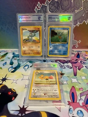 Graded Pokemon Cards CC&G Grade 1.0 Machop 52/102 Horsea 49/62 Dodrio 34/64 - Image 1 of 2