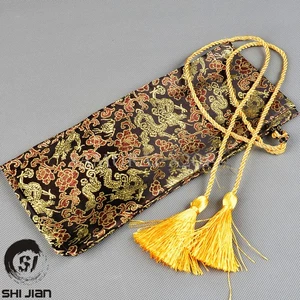Brown Chinese Dragon Silk Bag For Japanese Samurai Sword Katana Storage - Picture 1 of 4