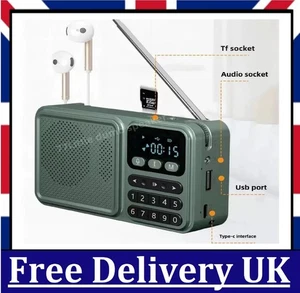 Portable DAB DAB+ Digital Radio FM Rechargeable Bluetooth Music Player LCD - UK - Picture 1 of 8