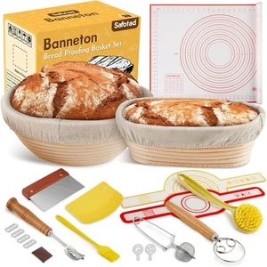 All in1 Bread Banneton Proofing Basket Starter Set 9"Round 10" Oval Sourdough - Picture 1 of 9