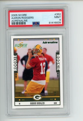 2005 Score Aaron Rodgers #352 Rookie RC Adrenaline Parallel 343/399 PSA 9 - Image 1 of 2