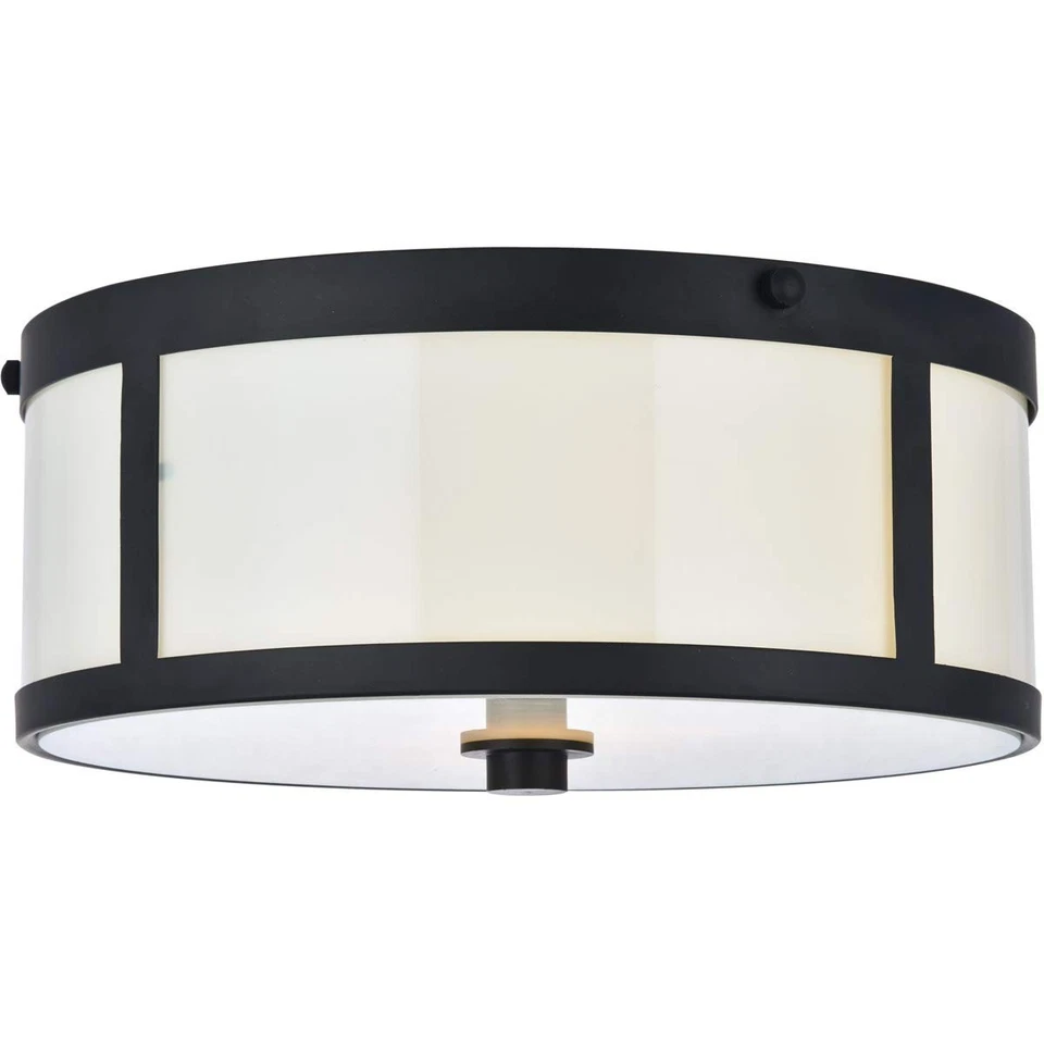 Living District Hadrian 2-Light Metal Flush Mount in Flat Black and White - Image 1 of 4