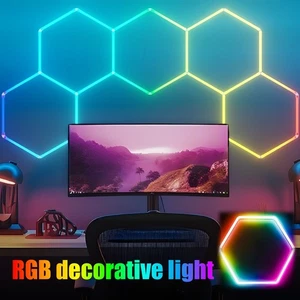 1-14 Grids LED Hexagon Garage Lights LED Ceiling Lamp for Workshop Warehouse Gym - Picture 1 of 41