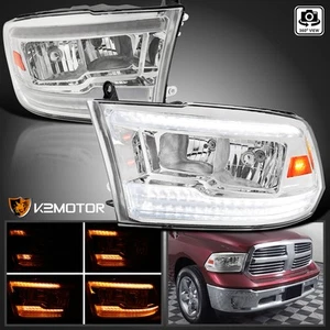 Fits 2009-2024 Dodge Ram 1500 2500 3500 Switchback LED Strip Headlights Lamps - Picture 1 of 12