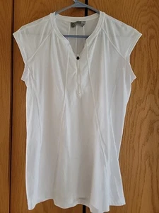 Camiseta sin mangas Athleta para mujer M blanca 1/2 cremallera sin mangas atlética elástica - Imagen 1 de 3
