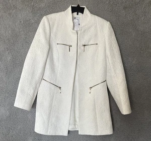 Chaqueta Lena Gabrielle Algodón Larga Blanco Estampado Floral Glam Talla L (sin Etiqueta) - Imagen 1 de 10
