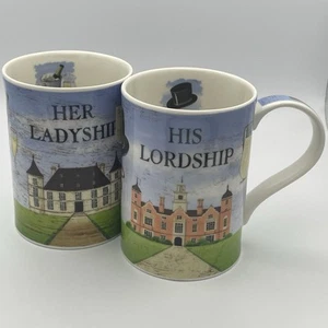 2 DUNOON HIS LORDSHIP HER LADYSHIP MUGS MARTIN WISCOMBE FINE BONE CHINA England - Picture 1 of 19