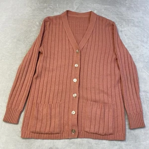 Cardigan maglione uomo maglia a costine con bottoni rosa corallo vestibilità classica - Foto 1 di 6
