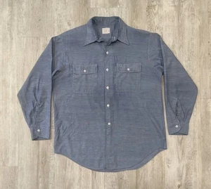 Vintage 1970s JC Penney Big Mac Selvedge Chambray Work Shirt Blue Men Size XL - Picture 1 of 14