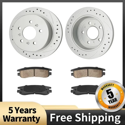 Rear Drilled Slotted Rotor Ceramic Pads Kit For 2006-2007 Chevrolet Monte Carlo Foto 1 de 4
