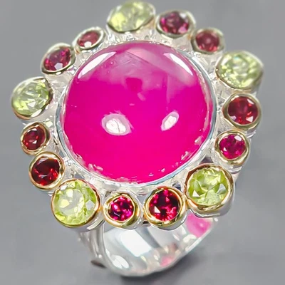 Handmade 14 ct+ Ruby Ring 925 Sterling Silver Size 7.5 /R441285 - Image 1 of 4
