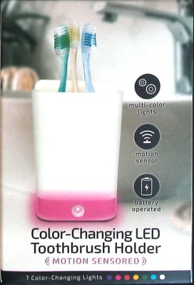 Soporte para cepillo de dientes LED que cambia de color con sensor de movimiento Foto 1 de 4
