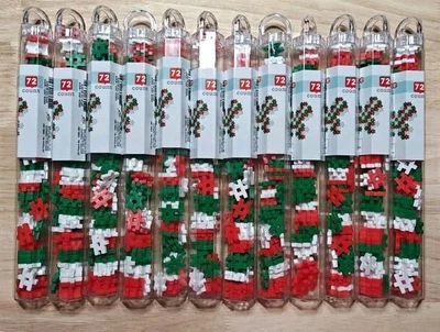 Lot of 12 (72 pcs tube) Hashtag Building Blocks Christmas - Red Green White - Image 1 of 4