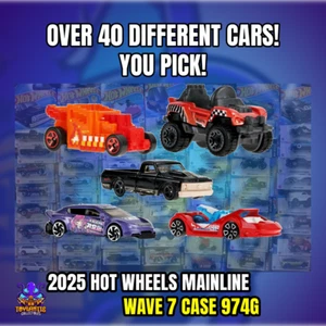2025 HOT WHEELS Mainline Basics Cars Wave 7 Case G | You Pick - USA LONG CARDS - Bild 1 von 105