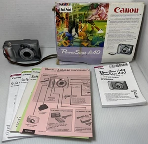 Canon PowerShot A40 Digital Camera 2.0MP Compact 3x Optical Zoom Silver - Picture 1 of 16