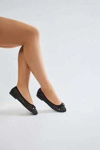 Damen-Ballerinas rund geschnitten Netz Schleifendetail Bambus süß - 12 - Bild 1 von 24