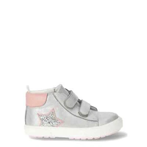 Wonder Nation Sneaker Girl Size 9 Toddler Silver Star Icon Patched High Top 336 - Picture 1 of 5