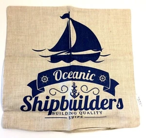Decorative Pillow Covers Sailboat Throw Cushion Case Oceanic Shipbuilders 18" - Picture 1 of 7
