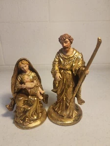 Vintage Gold Gilt Porcelain Jesus Mary And Joseph Figurines - Picture 1 of 6
