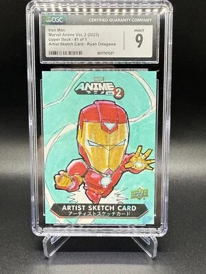 2023 Upper Deck Marvel Anime Vol. 2 Artist Sketch Auto Card Iron Man 1 of 1 - Image 1 of 3