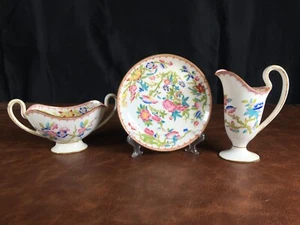 Miniature Mintons Porcelain Trio Floral Pattern 3934 Plate Creamer Sugar Bowl - Picture 1 of 5