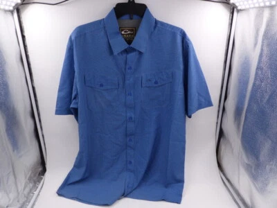 DRAKE WATERFOWL DS2002 BLUE MEDIUM TRAVELER'S CHECK SHORT-SLEEVE SHIRT FOR MEN - Image 1 of 3