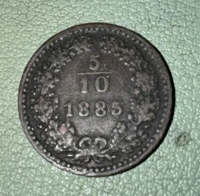 1885 Austria 5⁄10 Kreuzer - Franz Joseph I World Coin - Image 1 of 3