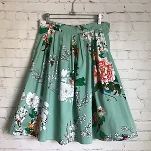 Falda Grace Karin Vintage Plisada Floral Midi Mujer Pequeña con Bolsillos Verde - Imagen 1 de 4
